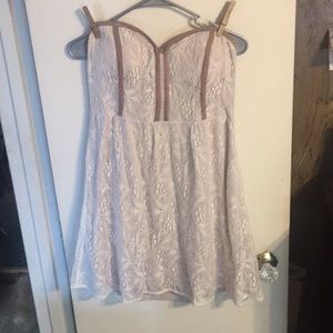 Urban Outfitters strapless lace cream dress